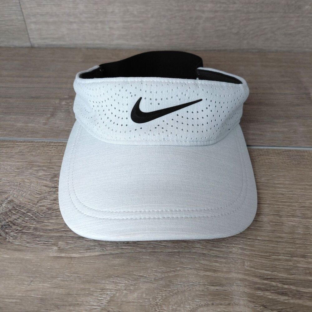 Nike Aerobill Women Visor White Black Lightweight Golf Tennis Running Hat BV1080